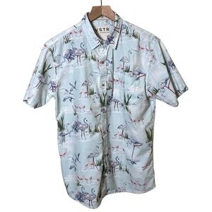 VSTR Premium Flamingo Short Sleeve Button Down, M